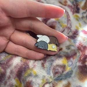 Bunny Enamel Pin, Stacked Bunny Rabbits, Cute Enamel Pins, Bunny Gifts, Rabbit Enamel Pin for shirts, Easter Gift