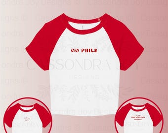 Women's Philly Crop Tee | Raglan Baby Tee | Philadelphia Baseball | Minimalist Phillies Screen Printed Design