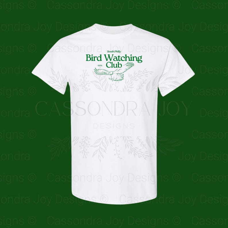 Club de Observación de Aves del Sur de Filadelfia / Camiseta de Fútbol Americano de Filadelfia / Diseño de Águilas Estampado en Serigrafía White