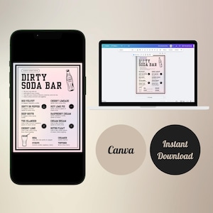 Dirty Soda Bar Menu Printable Custom Drink Bar Sign Editable Canva Template image 4