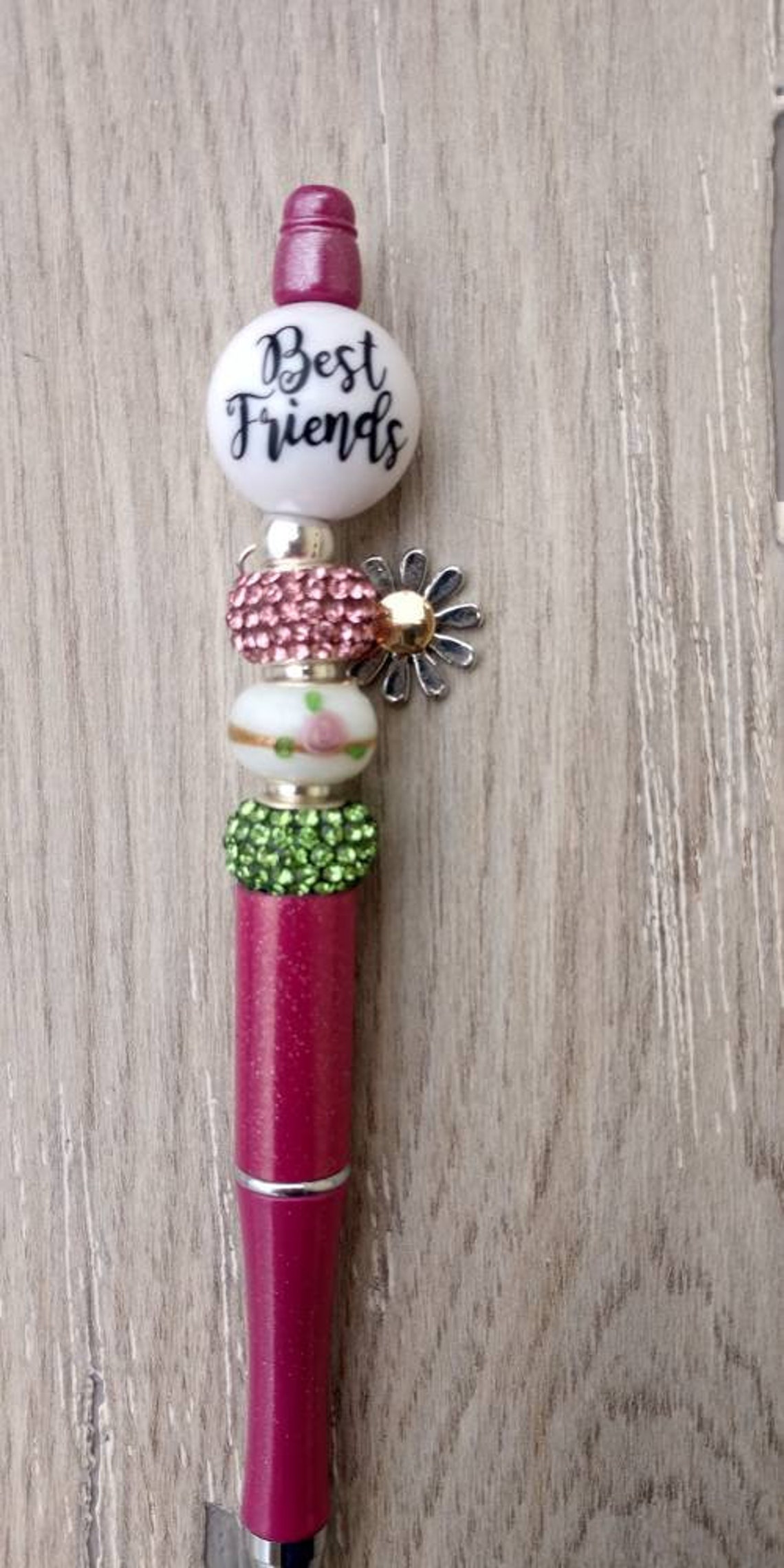Best friends gift/beaded ink pen/black ink pens/chunky Etsy