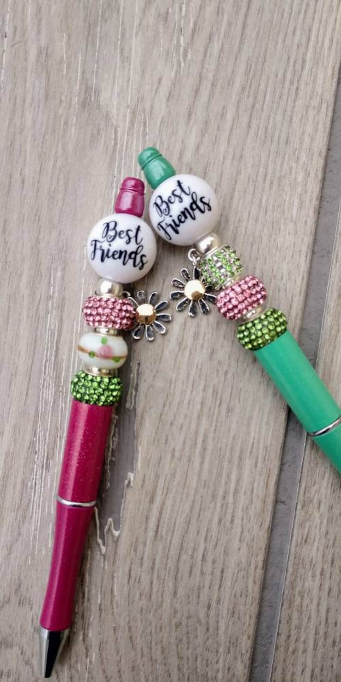 Best friends gift/beaded ink pen/black ink pens/chunky Etsy