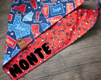 America the Brave | 4th of July | Over the Collar Reversible Dog Puppy Cat Bandana | Summer Bandana | Personalized Dog Bandana | Snap On