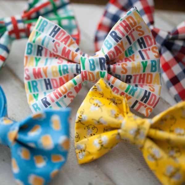 Bow Ties | Dapper Pet Accessory | Collar Accessory | Velcro | Bow | Over the Collar | Gift | Dog Lover