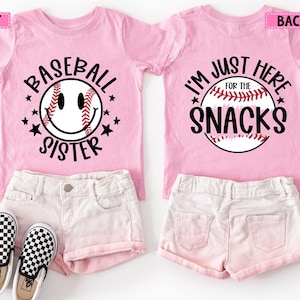 Baseball Sister| I&#39;m Just Here For The Snacks| Baseball Kid Shirt| Funny Kid Shirt| Baseball Snacks Shirt