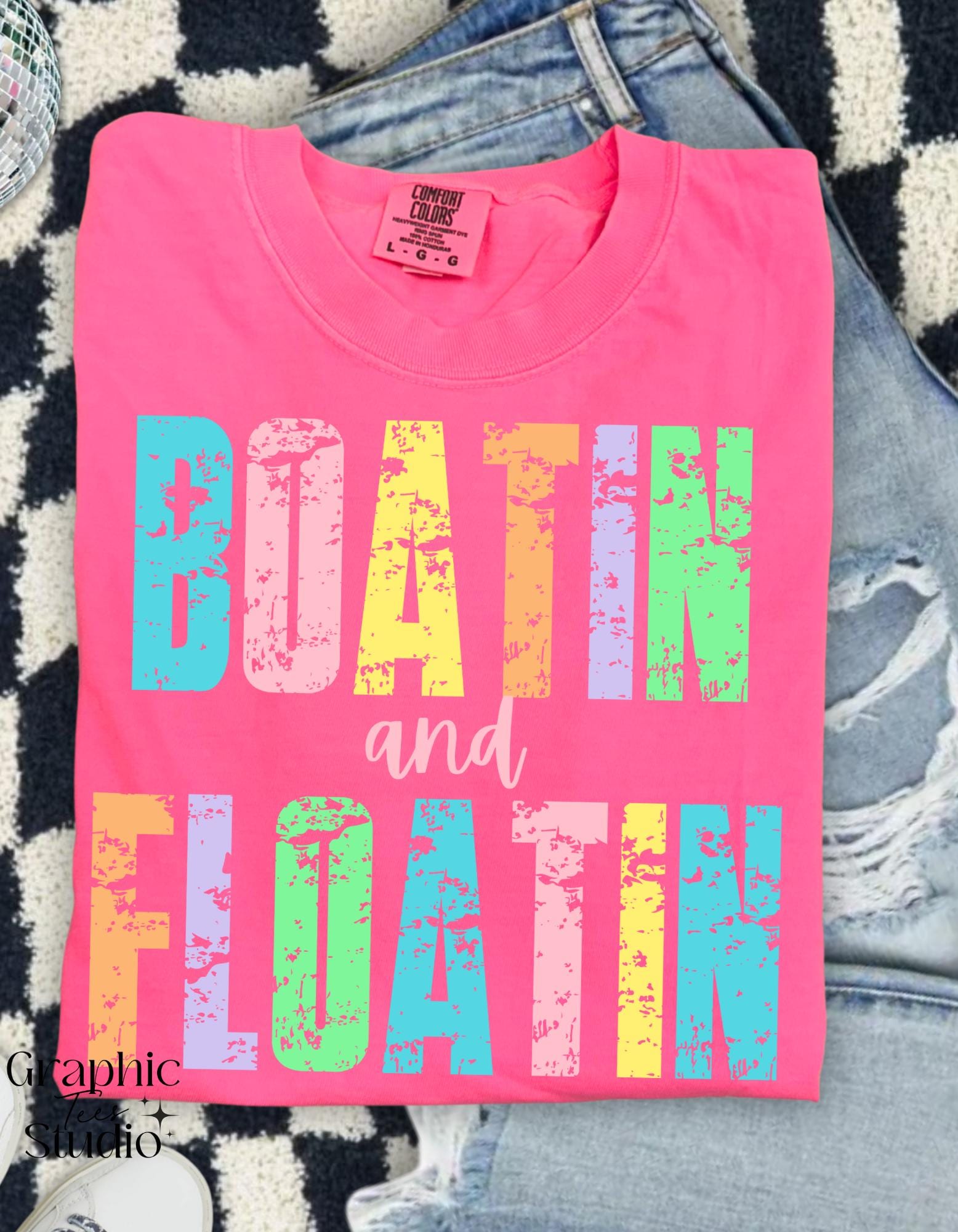 Boatin' and Floatin Shirt| Summer Shirt| Summer Vibes| Lake Shirt| Boatin' Shirt| Comfort Colors®| Neon Shirt