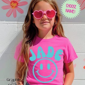 Name Smiley Face Shirt| Retro Smiley Face Shirt| Neon Smiley Face Shirt| Kid Smiley Face shirt