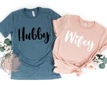 Hubby and Wifey Shirts| Just Married Shirts| Honeymoon Shirts