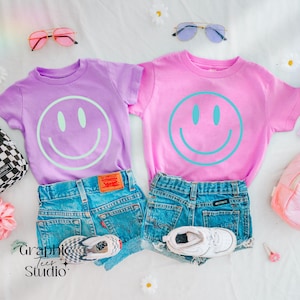Smiley Face Shirt| Kid Shirt| Retro Smiley Face Shirt| Neon Kid Shirt