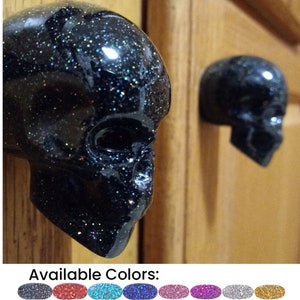 Skull Cabinet Knobs - Holographic Glitter