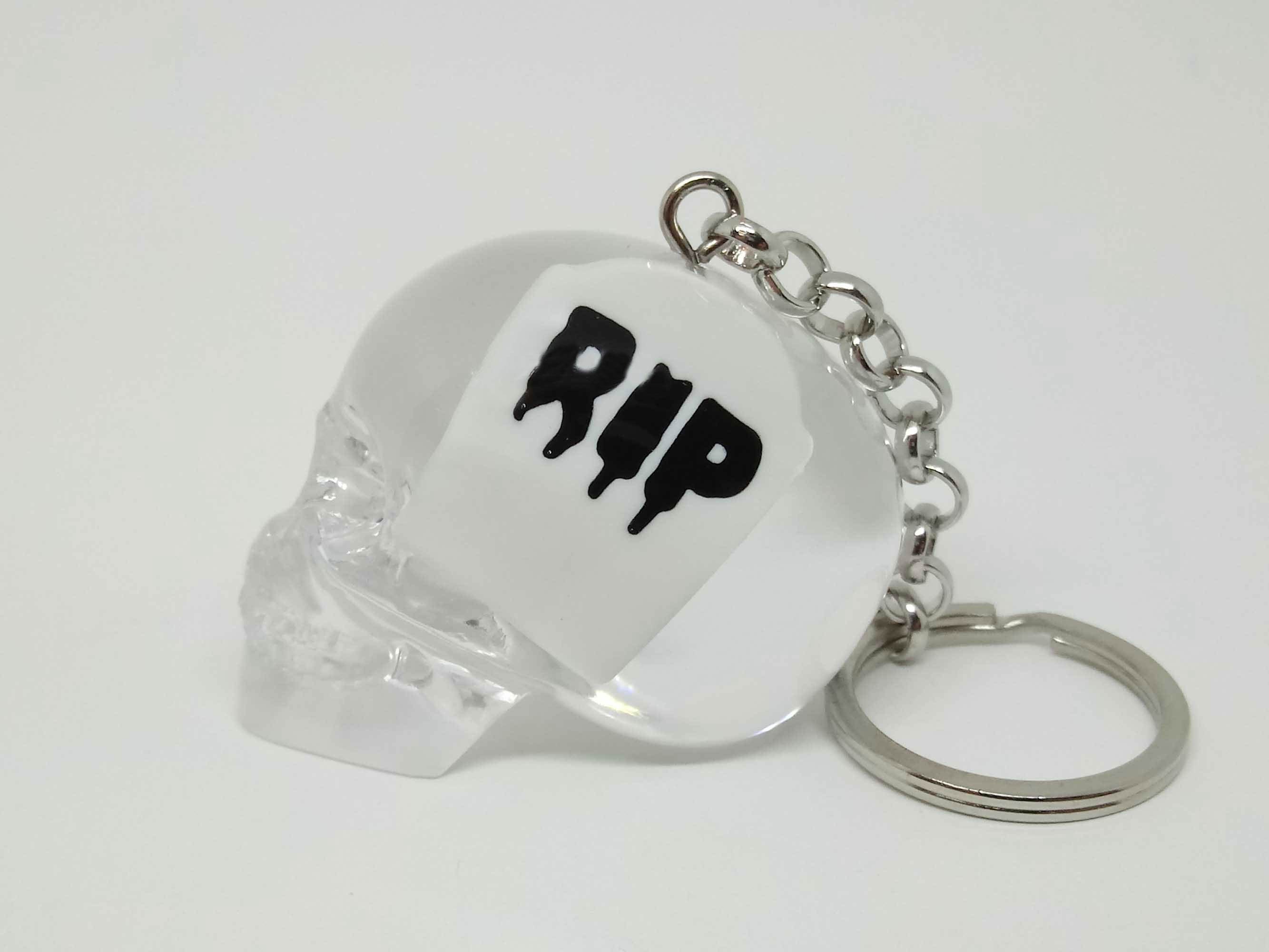 Skull Keychain with RIP Tombstone Etsy