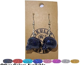 Skull Earrings Halloween With Holographic Glitter
