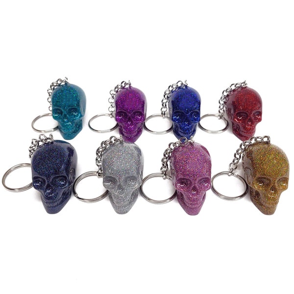 Skull Keychain Holographic Glitter