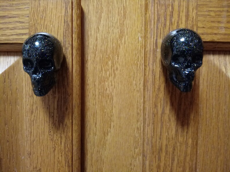 Skull Door Knobs/drawer Knobs That Contain Black Holographic Etsy