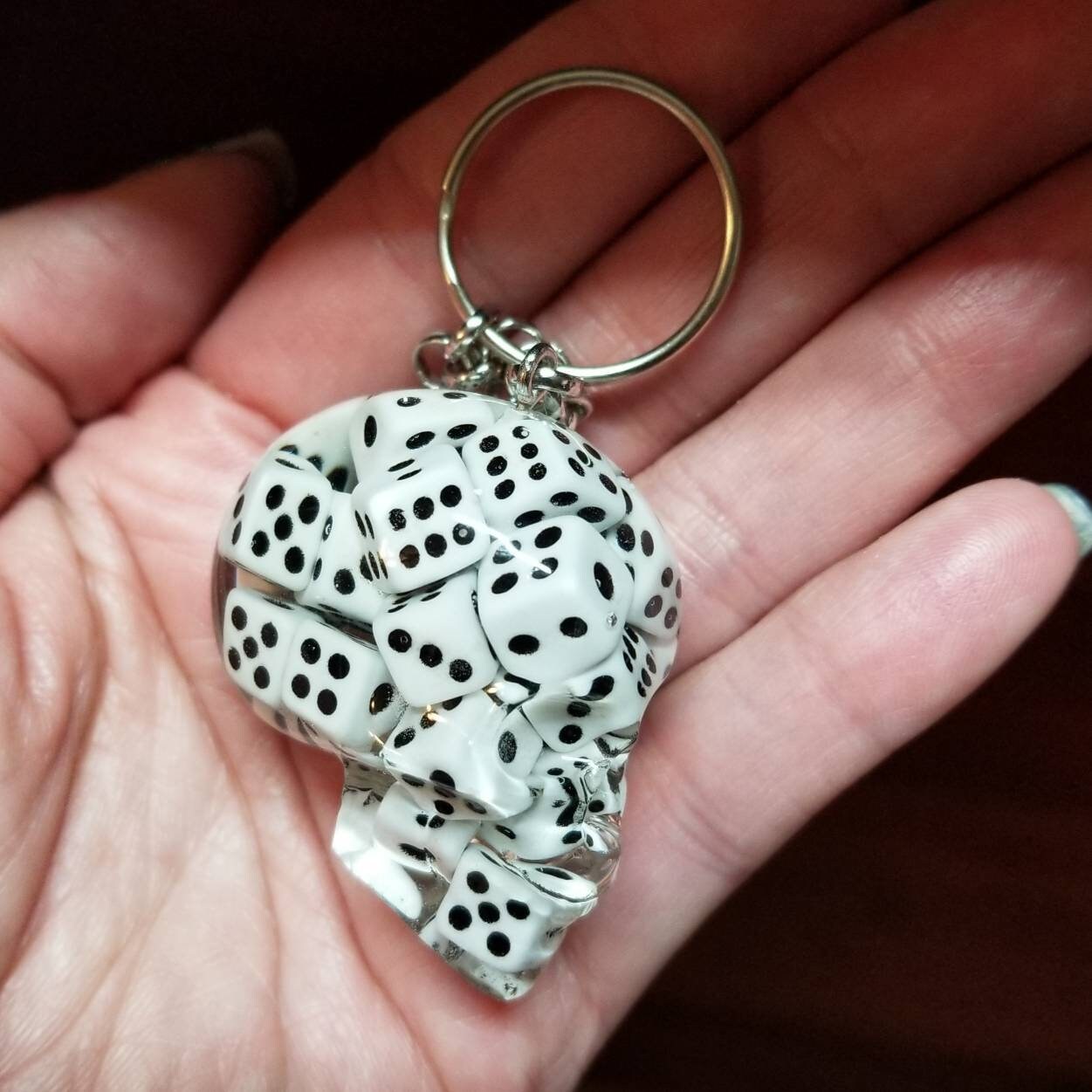 Skull Mini Dice Keychain Handmade Etsy