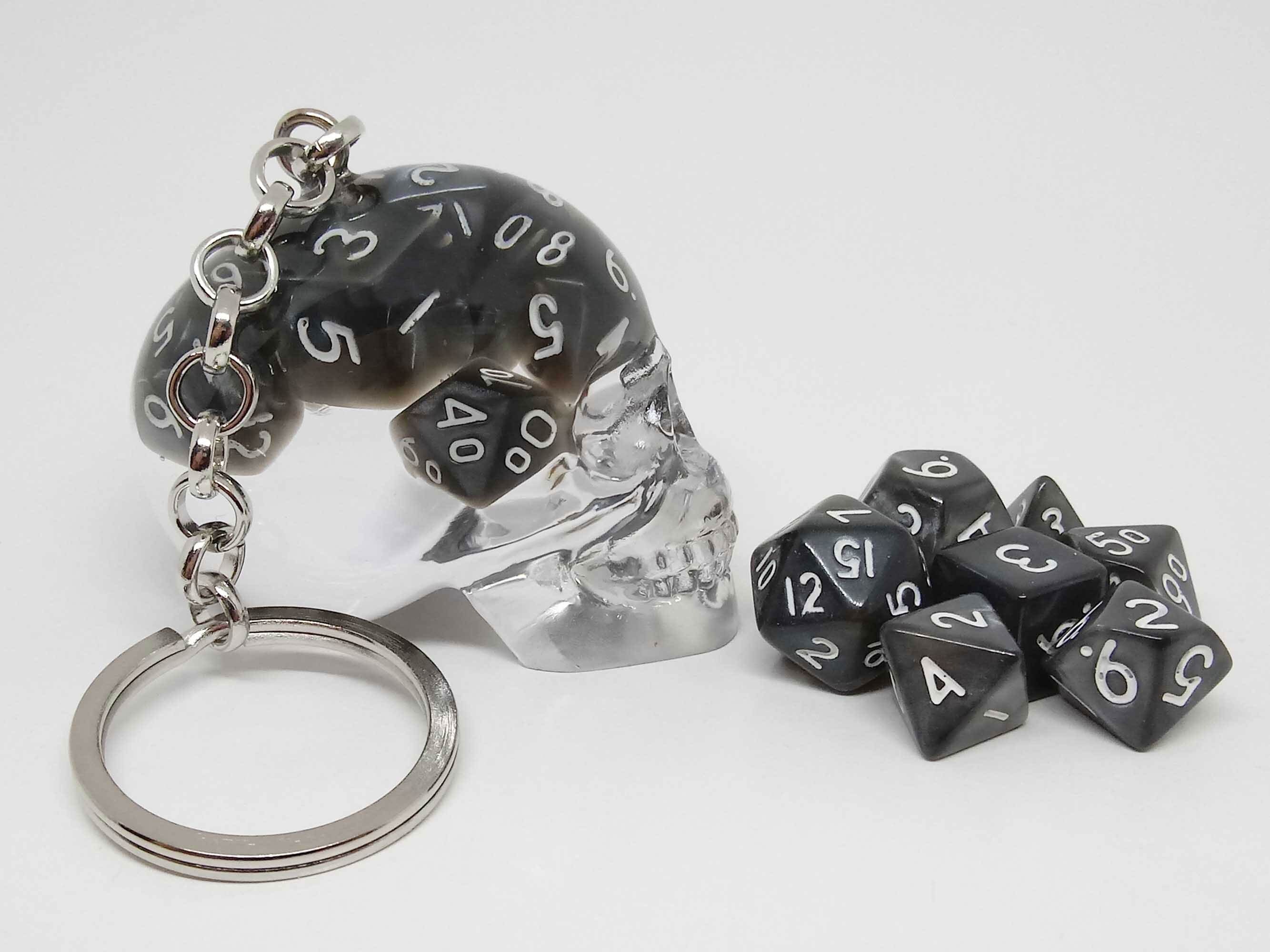Mini Black DnD Dice Skull Keychain Etsy