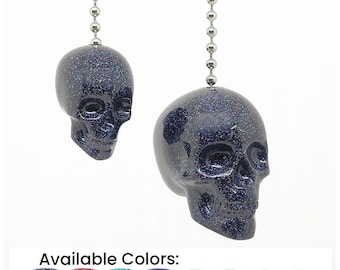 Skull Fan Pulls | Chain Pulls | Goth Fan Pulls | Skull Light Pulls | Halloween Fan Pulls