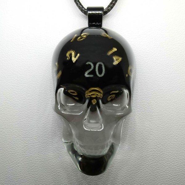 Magic the Gathering (MTG) or DND Black (D20) Dice Skull Necklace