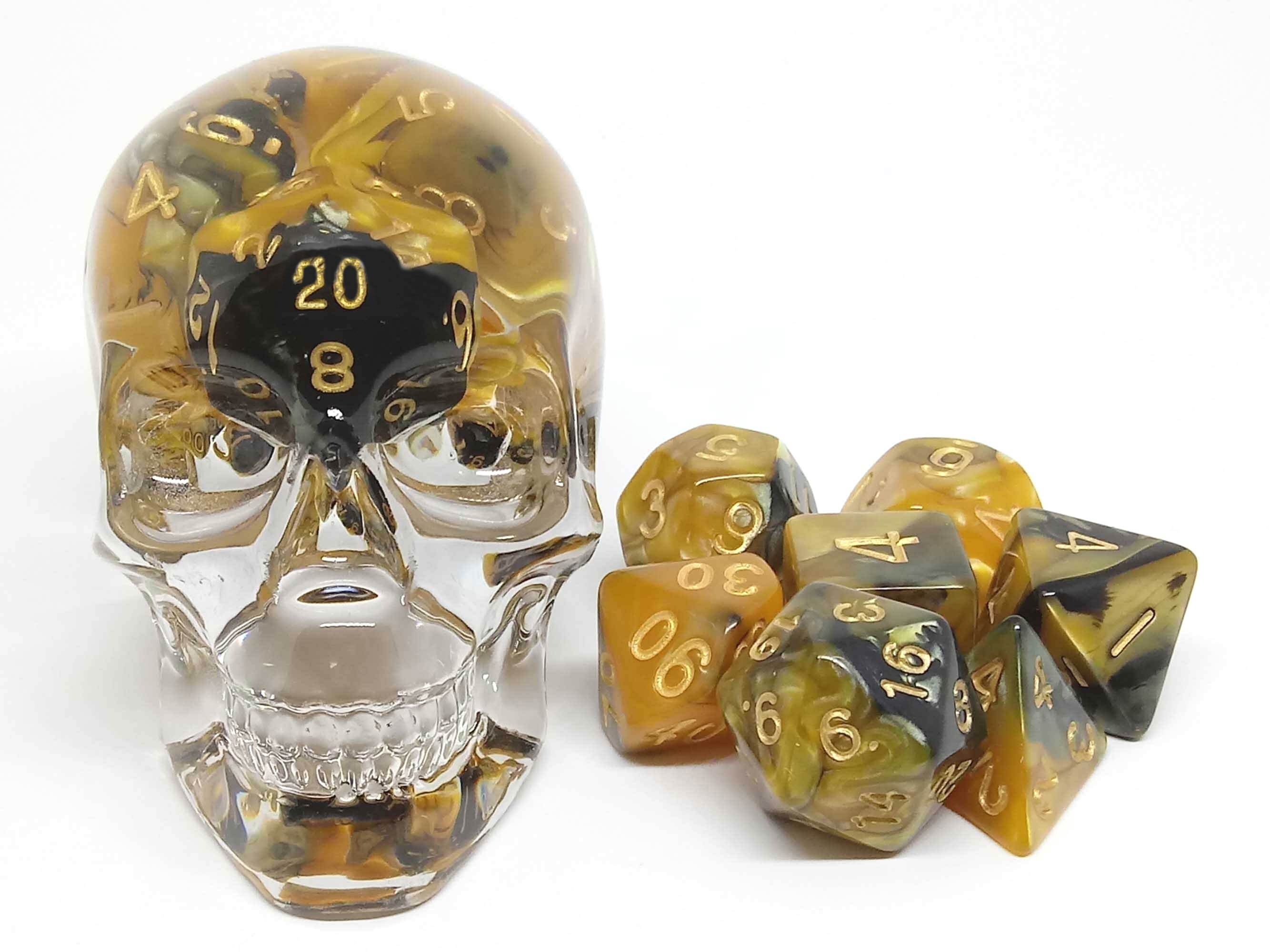 Dnd Dice Set D&D Tabletop Skull With Black and Gold Dice Etsy UK
