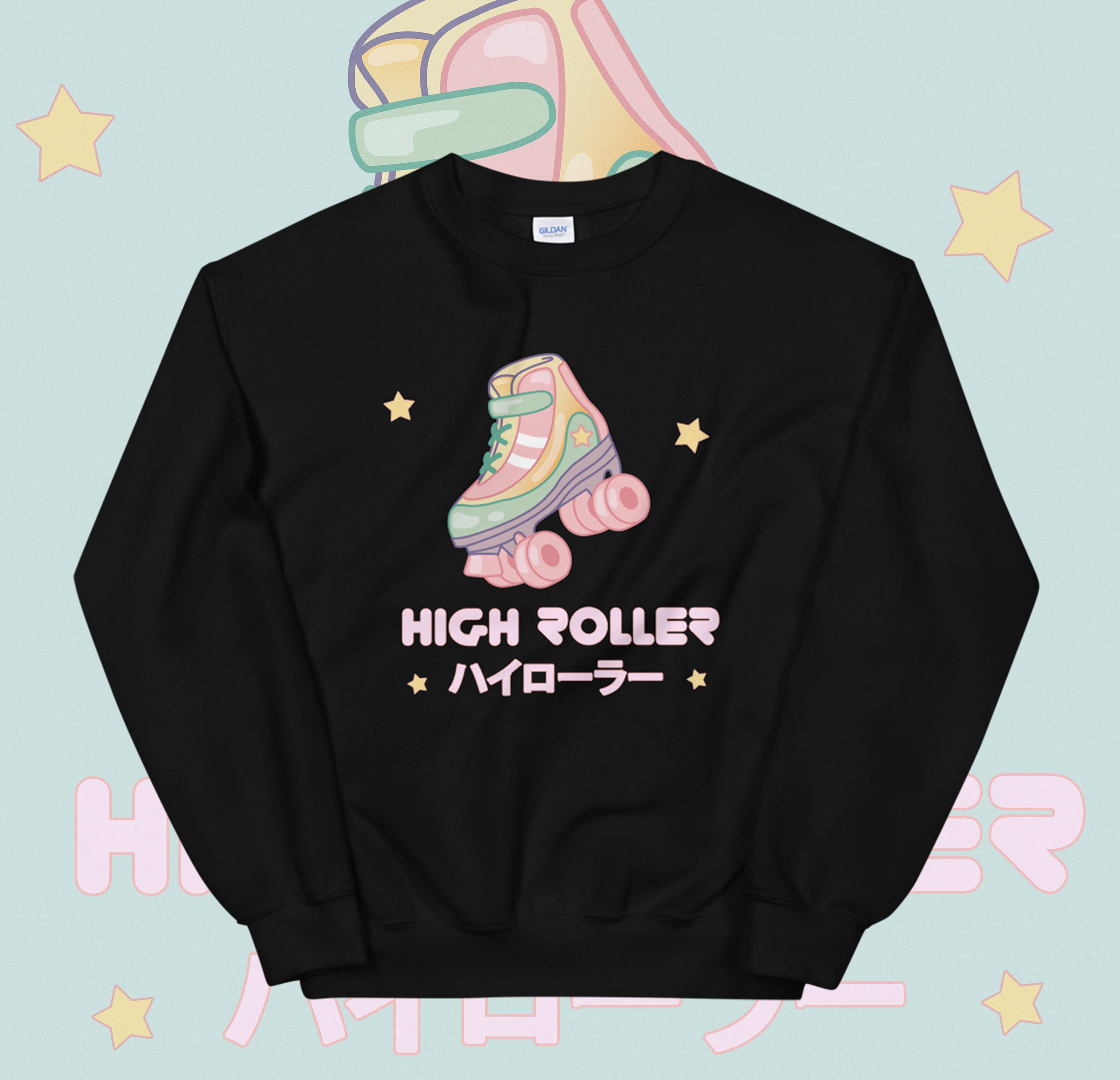 High Roller Pastel Goth Sweater / Kawaii 90s Roller Skate Etsy