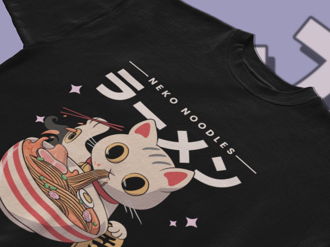 Neko Noodles Ramen Tshirt / Aesthetic Japanese Neko Anime Cat Shirt Etsy