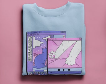 Kawaii Pastel Anime Neko Sweatshirt / 90s Anime Aesthetic Jumper / Pastel Goth Anime Sweater