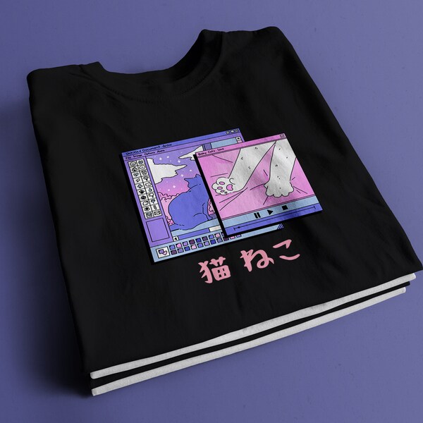 Kawaii Pastel Anime Neko Shirt / 90er Anime Ästhetisches T-Shirt / Pastel Goth Anime Shirt