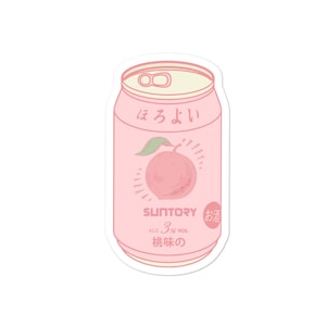 Kawaii Japanese Peach Soft Drink Kanji Aesthetic S' Sticker