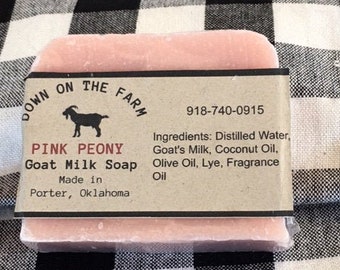 Handmade Goat Milk Soap, Pink Peony Goat Milk Soap, Goat Milk Soap, Bar Soap, Bath Soap, Gift