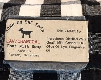 Handmade Goat Milk Soap, Lavender/Charcoal Goat Milk Soap, Goat Milk Soap, Blemish Prone Soap, Cleansing Soap