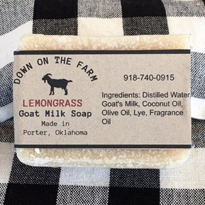 Handmade Goat Milk Soap, Lemongrass Goat Milk Soap, Goat Milk Soap, Bar Soap, Bath Soap