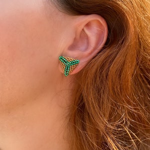 Elegant bead studs, handmade earrings studs, Modern Design Earrings, Boho chic earrings, Summer dainty earrings, 925 sterling silver closer
