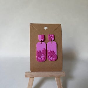 Pink Flowers Polymer Clay Earrings
