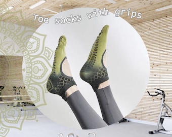 Five Toe Pilates Socks – Non-Slip Cotton Grip for Yoga, Barre Women