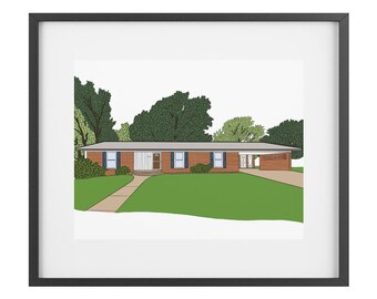 Custom House Drawing, House Portrait, Real Estate Gift, Downloadable House Portrait
