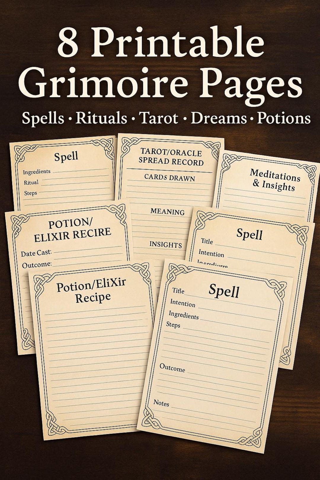 Printable Grimoire Pages- Witchcraft Journal Templates | Spell, Ritual ...
