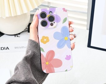 Kolorowe kwiaty etui na iPhone'a, obiektyw All Inclusive matowe etui na telefon do iPhone'a 16 Pro Max etui na iPhone'a 15 etui na iPhone'a 11 / 12 etui na iPhone'a XR XS Case