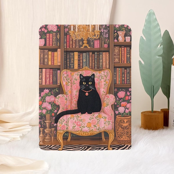 Cat Sitting in the Library iPad Case for iPad 10 iPad7/8/9 Case iPad 2021 iPad Air 5 Case iPad Pro 11 12.9 inch Case iPad Mini 6 iPad Sleeve