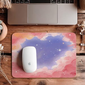 Pink Cloud Stars Mauspad, Büro-Mauspad, Laptop Mauspad, Macbook Mauspad, Macbook Pro 16/14 Mauspad, Gummi-Mauspad