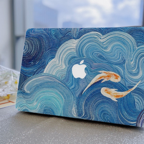 Vagues et poissons Coque rigide MacBook Pro 13 14 16 MacBook Air 15 11 13 2018-2023 12 Pro Retina 13 2019 Pro 15 13 Housse pour ordinateur portable