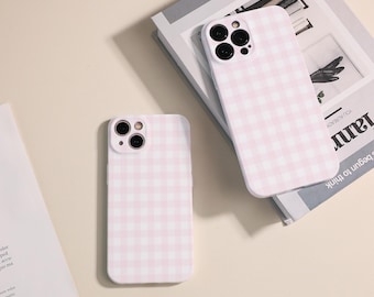 Pink Plaid iPhone Case, Lens All Inclusive Phone Case for iPhone 17 Pro Max iPhone15 Case iPhone11 / 12 Case iPhone XR XSCase