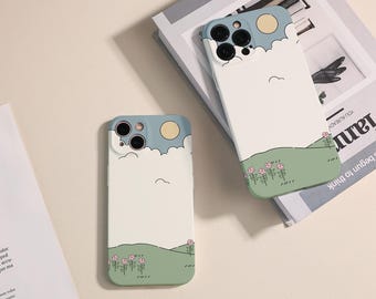 Etui na iPhone'a z ilustracją krajobrazu, etui z obiektywem i funkcją all-inclusive do iPhone'a 14 Pro Max, etui na iPhone'a 15, etui na iPhone'a 11/12, etui na iPhone'a XR XS