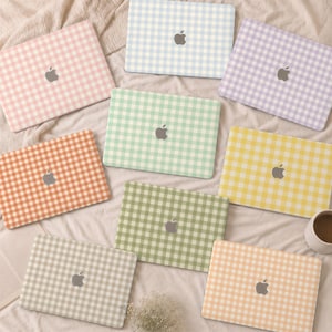 Pastel Gingham MacBook Case, MacBook Pro 13 14 16 Case,2026 Neo 13 MacBook Air 15 13 Pro 14 Pro 16 M5 M4 2026 Laptop Cover, Hard Laptop Case