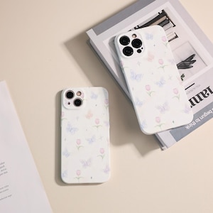 Schmetterlings-Tulpe iPhone Fall, Objektiv All-inclusive Handyhülle für iPhone 14 Pro Max iPhone 15 Fall iPhone 11 / 12 Fall iPhone XR XSCase