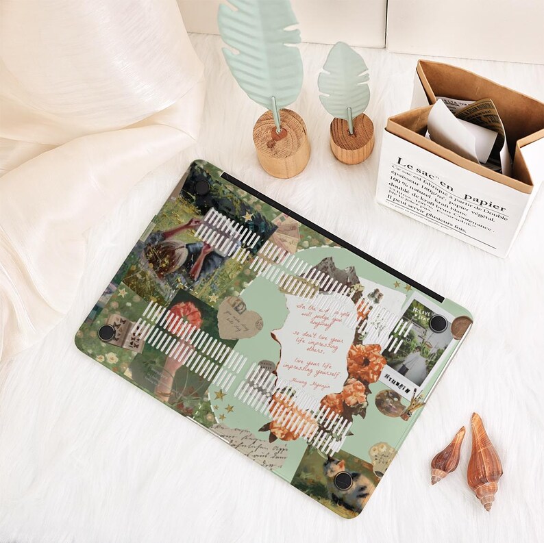 Grönt lapptäcksmönster MacBook-skal, MacBook Pro 13 14 16-skal, MacBook Air 15 13 2024 2025/ Pro 14 Pro 16 2024 Laptopfodral bild 4