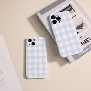 Blue Stripe Karo iPhone 16 Hülle, Objektiv All Inclusive Handyhülle für iPhone 14 Pro Max iPhone15 Case iPhone11 / 12 Case iPhone XR XSCase