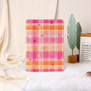 Pink Stars Plaid iPad Case for iPad 10 iPad 7/8/9 Case iPad 2026 iPad Air 8 Case iPad Pro 11 12.9 inch Case iPad Mini 6 iPad Sleeve