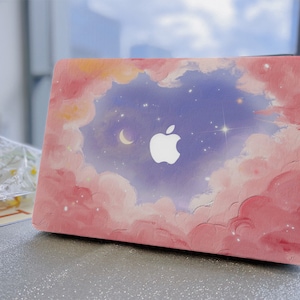 Oil painting Pink Cloud Stars Hard Case MacBook Pro 13/12/14/16 Case MacBook Air 11/13 2021 2022 Ret 13 2019 Pro 15 Laptop Protective Cover