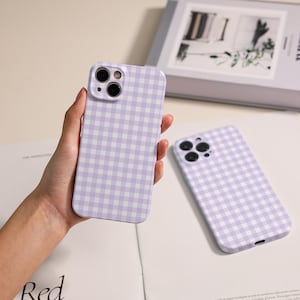 90-tals lila rutigt iPhoneskal Mjukt iPhoneskal Heltäckande kameraskydd Telefonskal för iPhone 17e 16e 15 14 13 12 11 Pro Max Mini XR XS