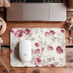 Rote Rosen-Muster-Mausunterlage, Büro-Mausunterlage, Laptop-Mausunterlage, Macbook-Mausunterlage, Macbook Pro 16/14 Mausunterlage, Gummi-Mausunterlage